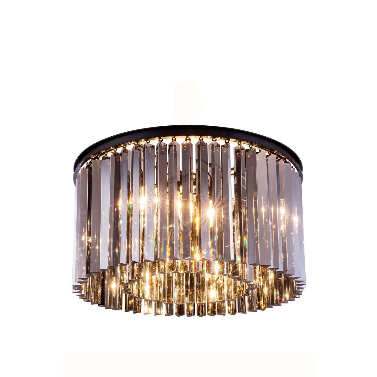 Sydney Mocha Brown Eight-Light Flushmount with Royal Cut Silver Shade Crystals