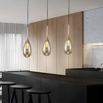 Modern 1-Light LED Teardrop Glass Pendant Light in Amber/Smoke Gray
