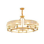 Round Metal Three Step Dimming Modern Rustic Crystal Chandelier Light
