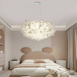 Flower Petals Three Step Dimming LED White Ins Nordic Chandelier Light