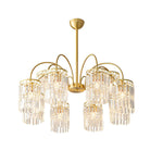 Crystal Shade Copper Curved Arms Luxury Post-Modern Chandelier Light