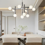 10 Lights Glass Ball Creative Sputnik Chrome Color Modern Chandelier