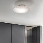 Modern White Glass LED Flush Mount Ceiling Lamp for Bedroom - Minimalist Style