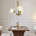 Modern Pastoral Green Flower Hanging Chandelier - 3/6/8-Light