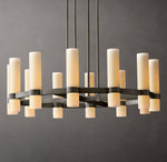 Ravelle Round Milk Glass Chandelier 36"