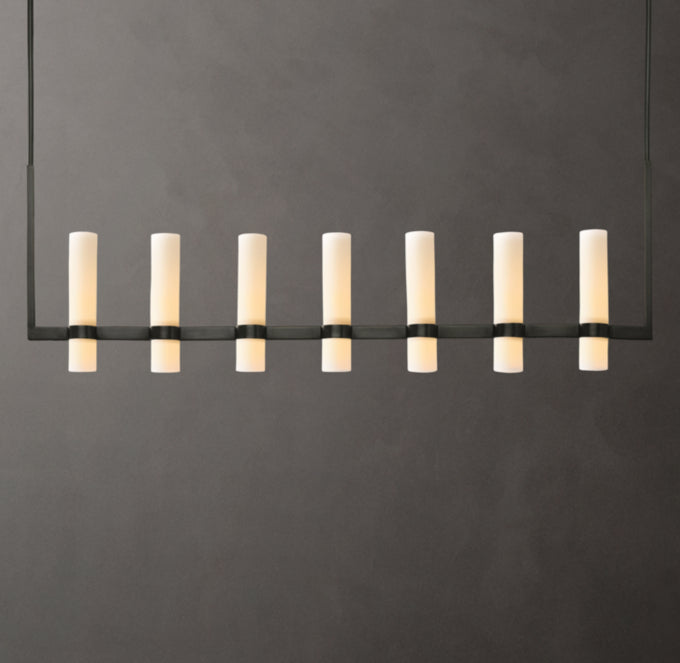Ravelle Linear Milk Glass Chandelier 59"