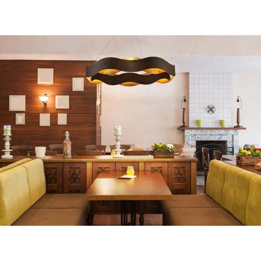 Bailey Street Home - 79-BEL-2656973 - Transitional Large LED Chandelier with Bronze/gold Metal Waves-5.5 inches-Chandeliers