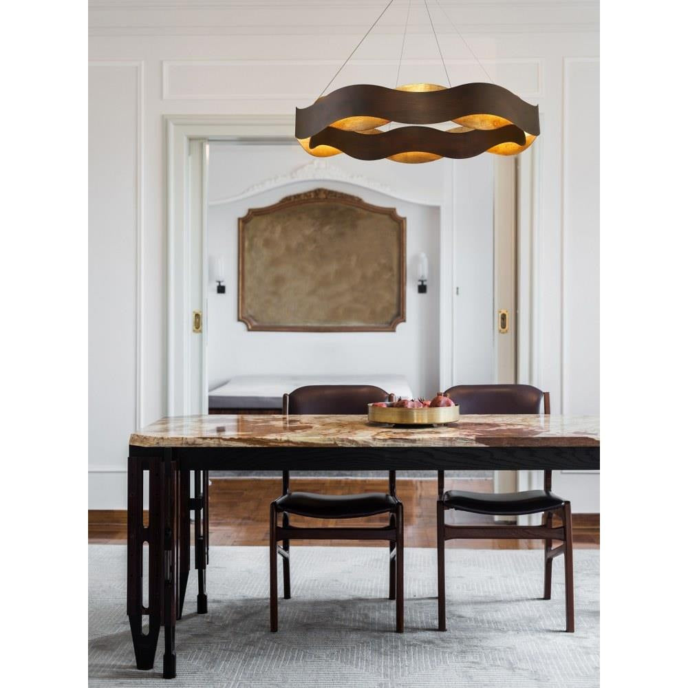 Bailey Street Home - 79-BEL-2656973 - Transitional Large LED Chandelier with Bronze/gold Metal Waves-5.5 inches-Chandeliers