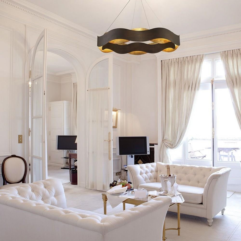 Bailey Street Home - 79-BEL-2656973 - Transitional Large LED Chandelier with Bronze/gold Metal Waves-5.5 inches-Chandeliers