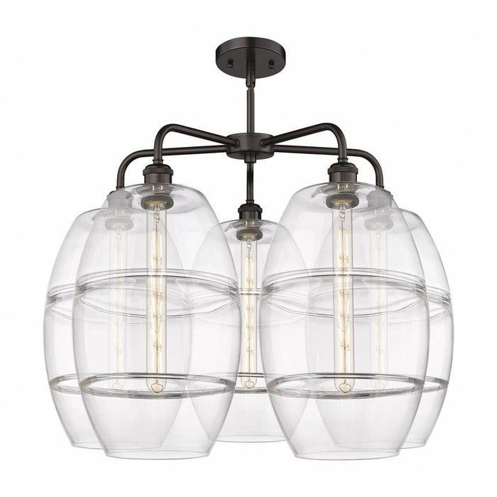 Innovations Lighting - 516-5CR-OB-G557-10CL - Vaz - 5 Light Stem Hung Chandelier In Industrial Style-24 Inches Tall and 28 Inches Wide