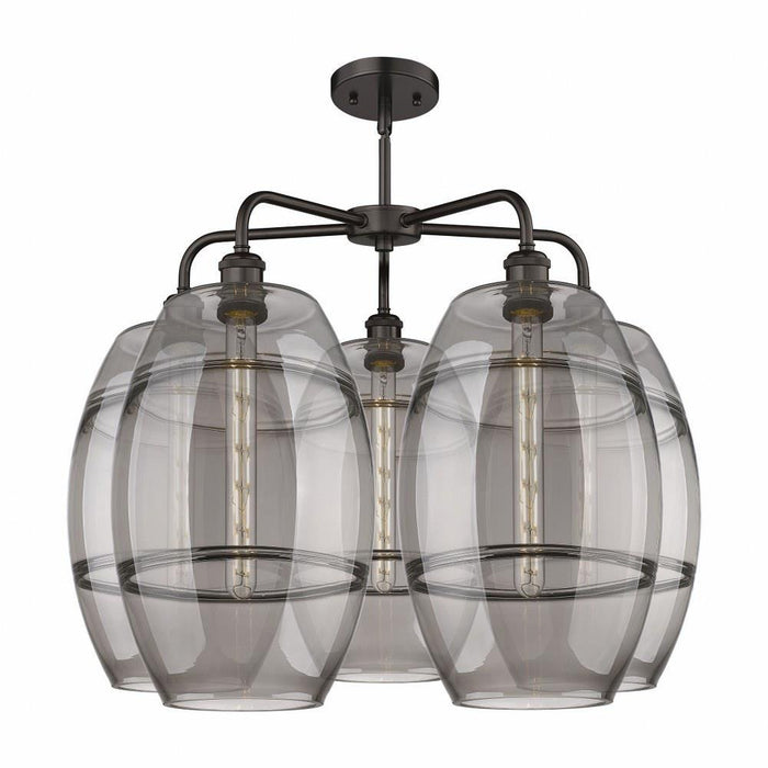 Innovations Lighting - 516-5CR-OB-G557-10CL - Vaz - 5 Light Stem Hung Chandelier In Industrial Style-24 Inches Tall and 28 Inches Wide
