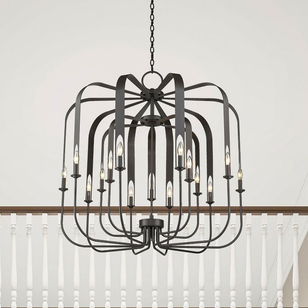 Livex Lighting - 51949-91 - Addison - 15 Light Foyer Chandelier in Contemporary Style - 42 Inches wide by 41.5 Inches high