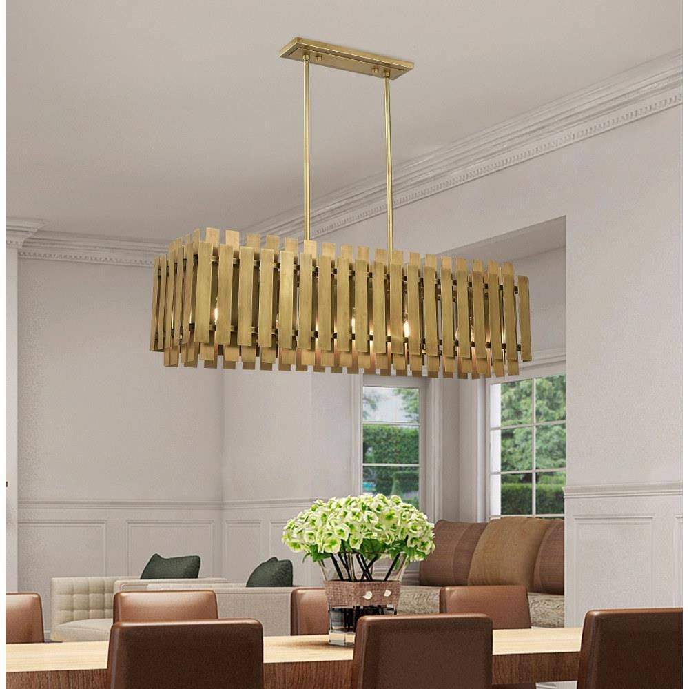Livex Lighting - 52045-08 - Greenwich - 5 Light Linear Chandelier in Mid Century Modern Style - 12 Inches wide by 19 Inches high