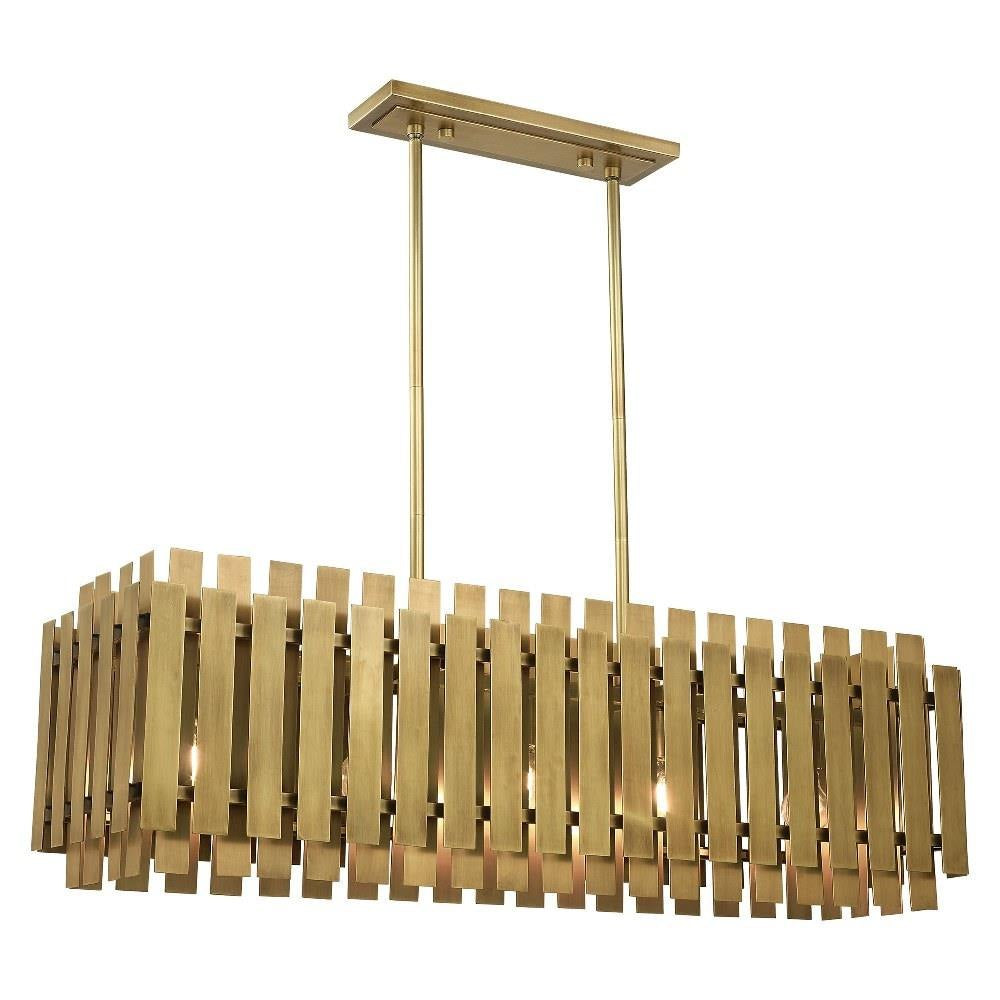 Livex Lighting - 52045-08 - Greenwich - 5 Light Linear Chandelier in Mid Century Modern Style - 12 Inches wide by 19 Inches high