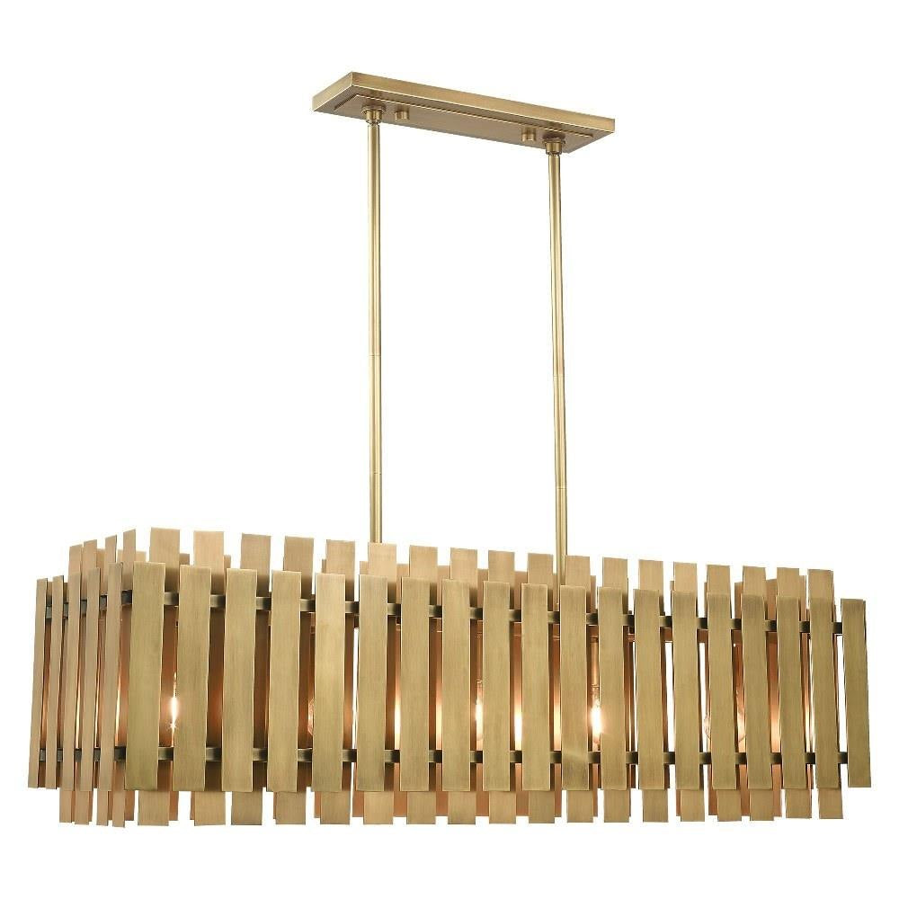 Livex Lighting - 52045-08 - Greenwich - 5 Light Linear Chandelier in Mid Century Modern Style - 12 Inches wide by 19 Inches high