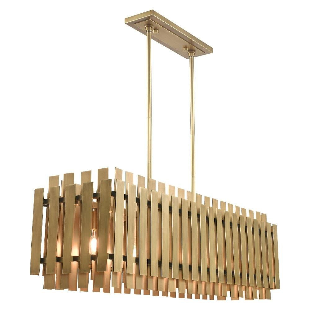 Livex Lighting - 52045-08 - Greenwich - 5 Light Linear Chandelier in Mid Century Modern Style - 12 Inches wide by 19 Inches high