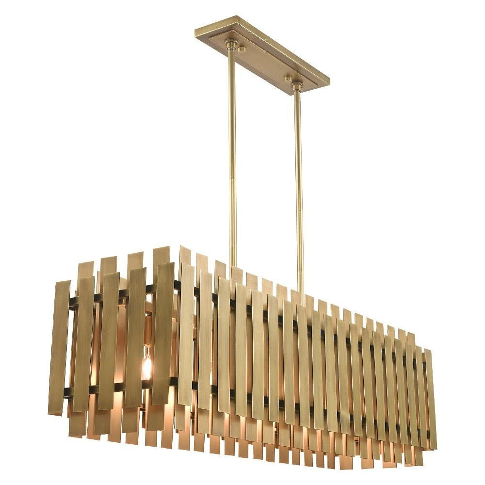 Livex Lighting - 52045-08 - Greenwich - 5 Light Linear Chandelier in Mid Century Modern Style - 12 Inches wide by 19 Inches high