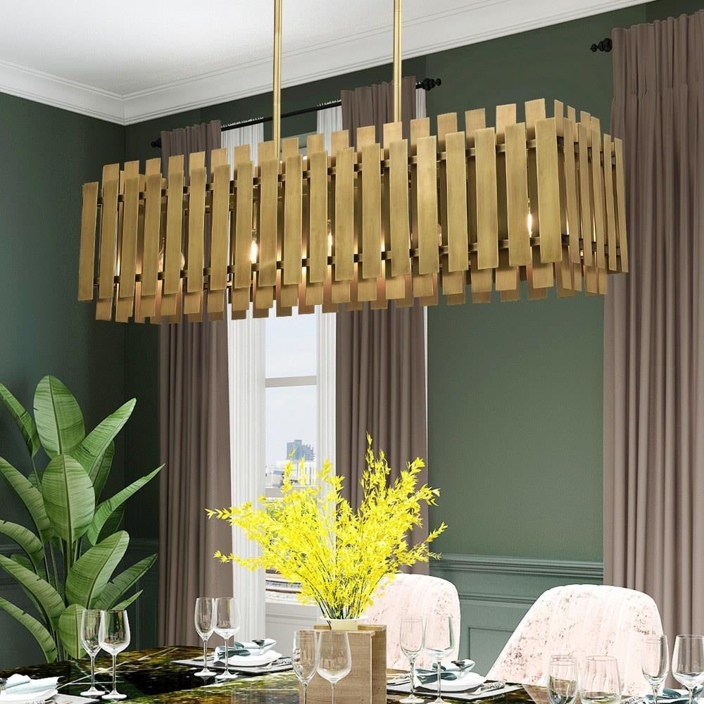 Livex Lighting - 52045-08 - Greenwich - 5 Light Linear Chandelier in Mid Century Modern Style - 12 Inches wide by 19 Inches high