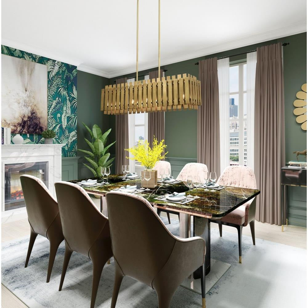 Livex Lighting - 52045-08 - Greenwich - 5 Light Linear Chandelier in Mid Century Modern Style - 12 Inches wide by 19 Inches high
