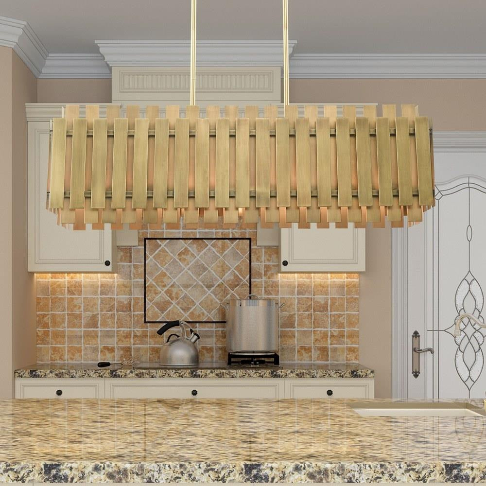 Livex Lighting - 52045-08 - Greenwich - 5 Light Linear Chandelier in Mid Century Modern Style - 12 Inches wide by 19 Inches high