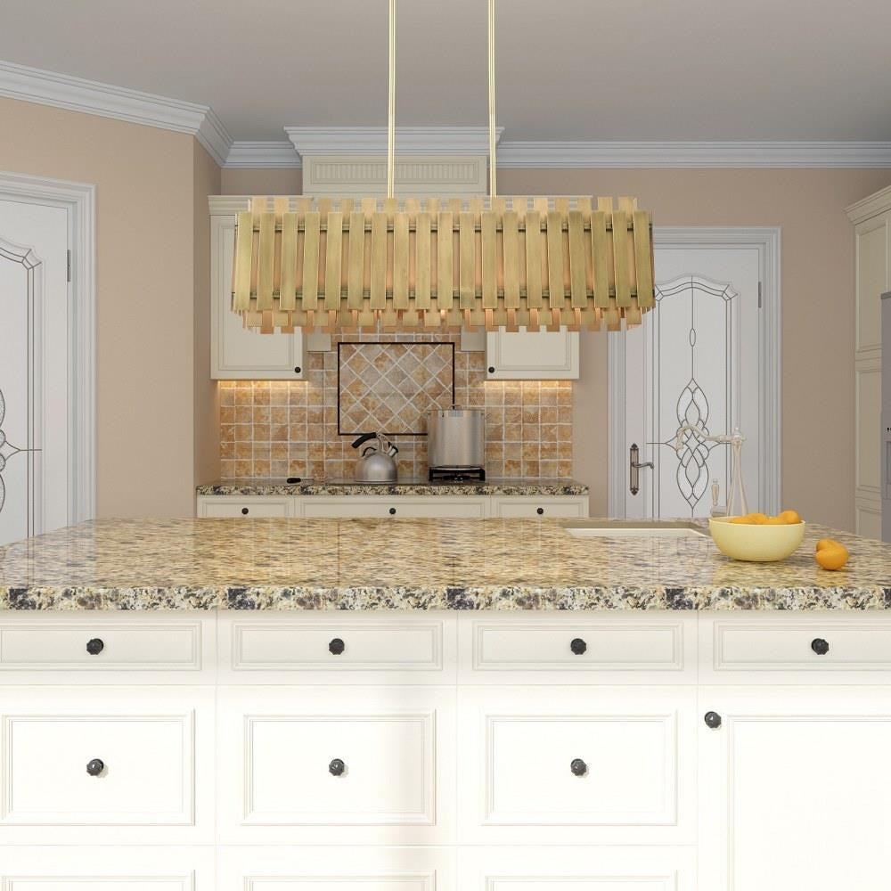 Livex Lighting - 52045-08 - Greenwich - 5 Light Linear Chandelier in Mid Century Modern Style - 12 Inches wide by 19 Inches high