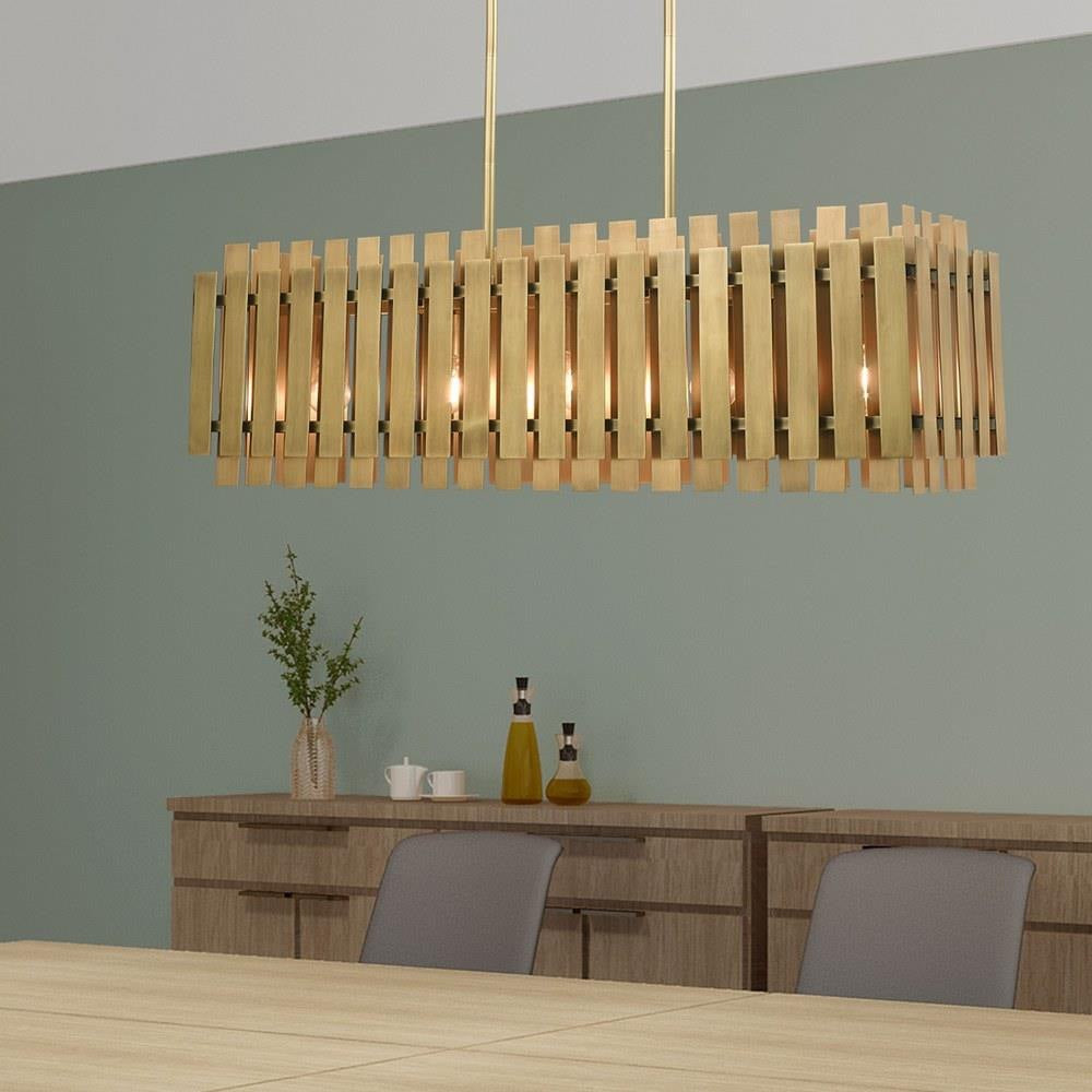 Livex Lighting - 52045-08 - Greenwich - 5 Light Linear Chandelier in Mid Century Modern Style - 12 Inches wide by 19 Inches high
