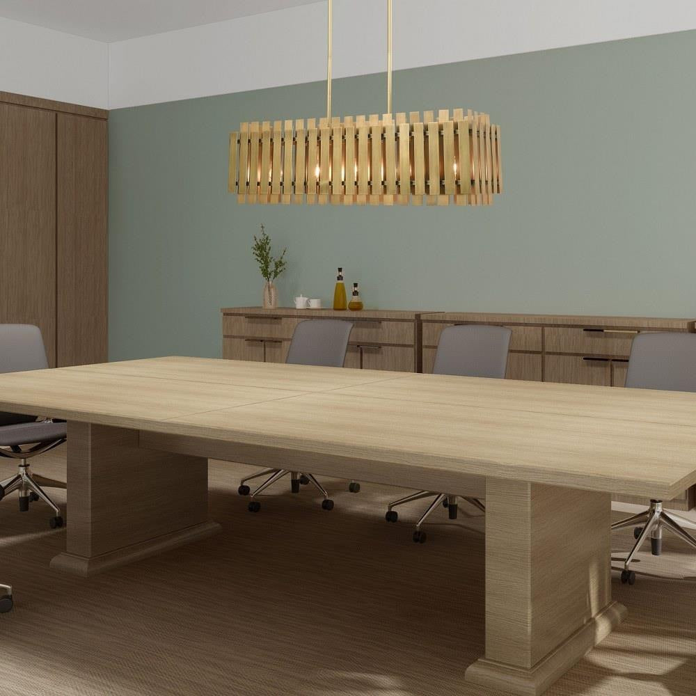 Livex Lighting - 52045-08 - Greenwich - 5 Light Linear Chandelier in Mid Century Modern Style - 12 Inches wide by 19 Inches high