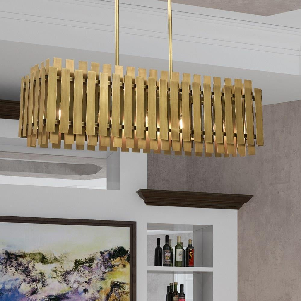 Livex Lighting - 52045-08 - Greenwich - 5 Light Linear Chandelier in Mid Century Modern Style - 12 Inches wide by 19 Inches high