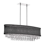 Eight Light Crystal Oval Pendant with Oval Black Organza Shade