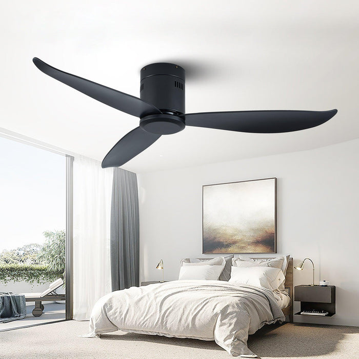 Low Profile Black Flush Mount Ceiling Fan No Light 52"
