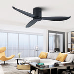 Low Profile Black Flush Mount Ceiling Fan No Light 52"