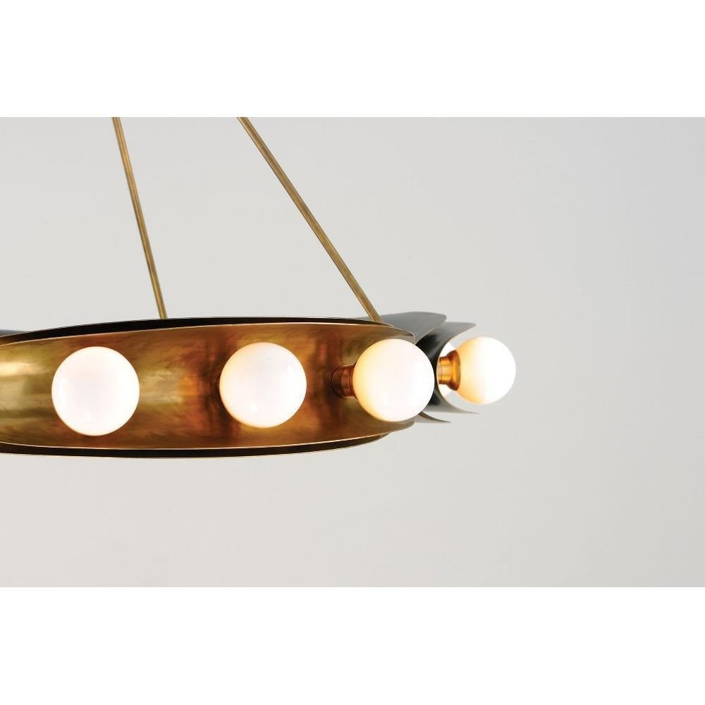 Bailey Street Home - 72-BEL-2999459 - Modern 9 Light Round Chandelier in Solid Brass Finish with Opal White Glass Globes 32 inches W x 25 inches H