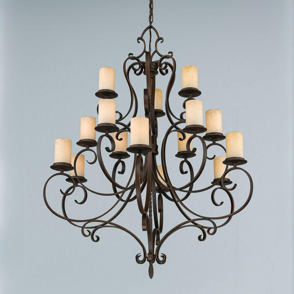 Bailey Street Home - 218-BEL-1261047 - Farnhill Close - 15 Light Chandelier in French Country Style - 42 Inches wide by 52.5 Inches high