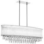 Eight Light Crystal Oval Pendant with Oval White Organza Shade