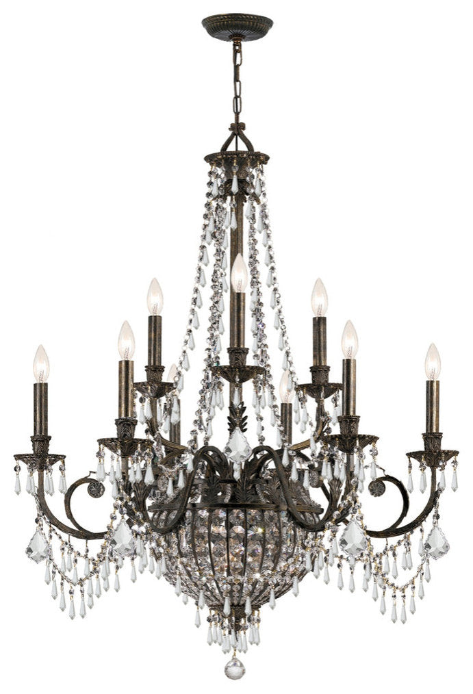 Crystorama 5168-EB-CL-MWP, 12-Light Chandelier, English Bronze