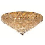 Belenus Gold Twenty-One Light 30-Inch Flush Mount with Royal Cut Clear Crystal