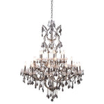 Nickel 25-Light Chandelier with Silver Crystals