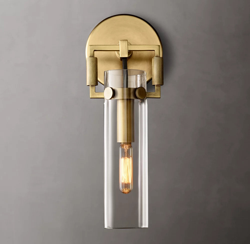 Machinist Glass Cylinder Sconce 9"
