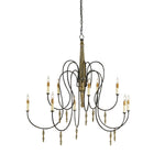 Rouleau Rust and Buff Brown Wood 10-Light Chandelier- Large