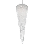 Stainless Steel Six-Light Round Long Pendant with Clear Heritage Crystal