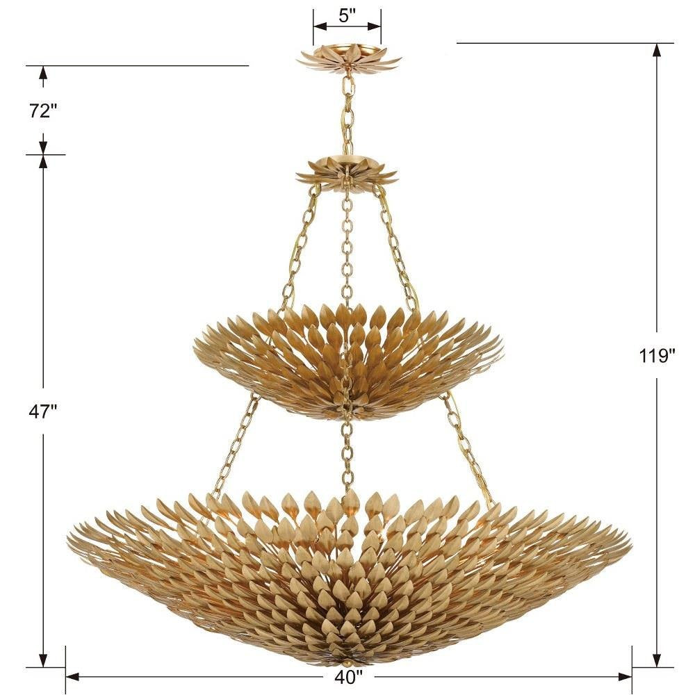 Bailey Street Home - 49-BEL-4955622 - Crosby Lodge - Eitheen Light Antique Leaf Pendant Chandelier in Traditional Style - 40 Inches Wide by 47 Inches High