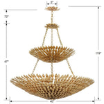 Bailey Street Home - 49-BEL-4955622 - Crosby Lodge - Eitheen Light Antique Leaf Pendant Chandelier in Traditional Style - 40 Inches Wide by 47 Inches High