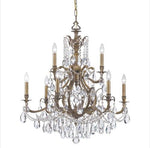 Brass Nine-Light Chandelier with Swarovski Elements