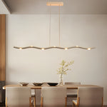Long Strip Waves Branches Stepless Dimming LED White Modern Chandelier