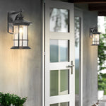 Retro Aluminum Glass LED Waterproof Black American Garden Wall Lamp
