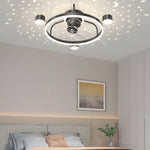 Stars Moon Projection Round Creative 3 Step Dimming Modern Ceiling Fans