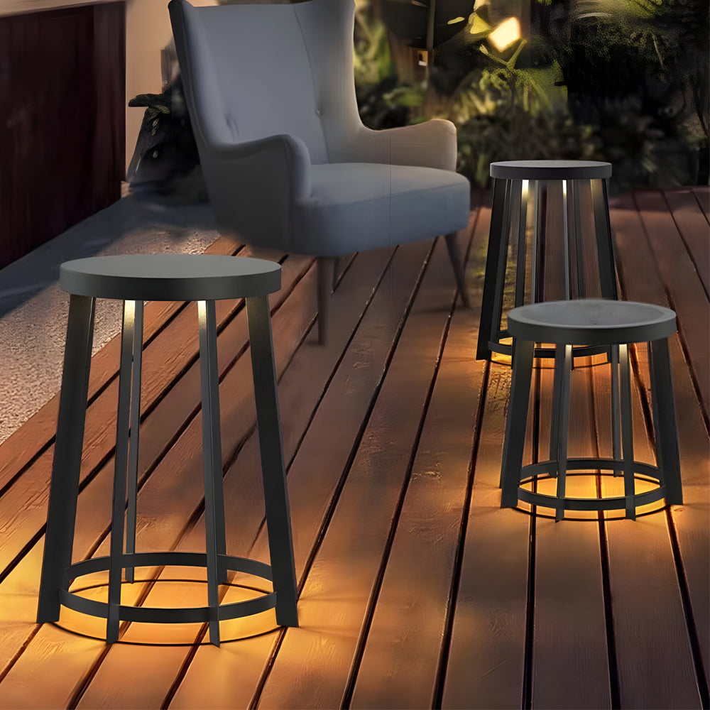 Solar Stool Round Stool Multifunctional Waterproof LED Black Modern Solar Lights ...