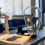 Touch-Dimming Glass Bulb Desk Lamp with Industrial Magnetic Control Design