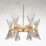 Bonheur Twelve-Light 37-Inch Ceiling Chandelier in Gold and Silver Leaf Finish