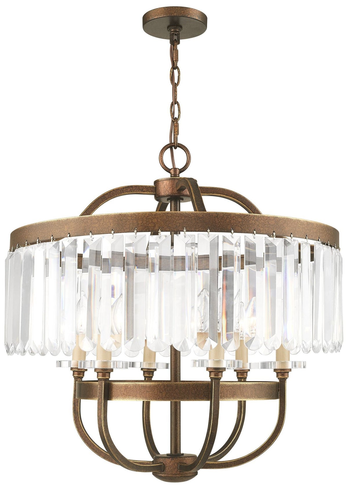 6 Light Hand Painted Palacial Bronze Chandelier
